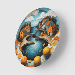 居心地の良い運河 ラウンド壁時計