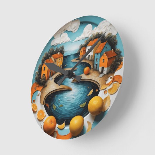 居心地の良い運河 ラウンド壁時計 (傾斜)