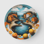 居心地の良い運河 ラウンド壁時計 (正面)