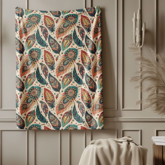 居心地の良い部族の民族毛布の幾何学的ボホパターン フリースブランケット