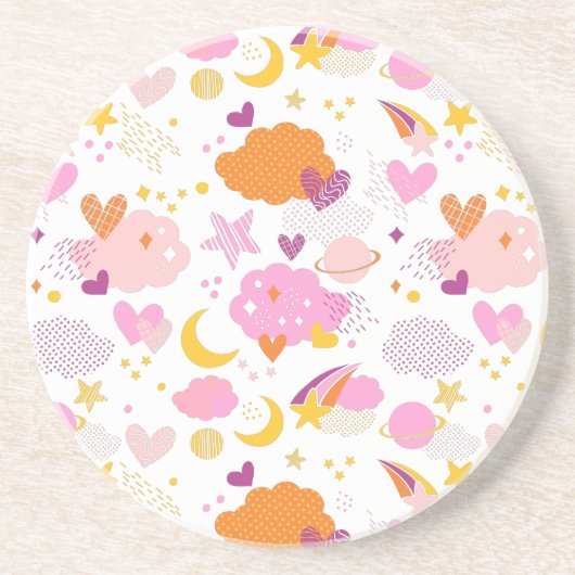 居心地の良い銀河系 – コスモス、月、星とハートスロー コースター (正面)