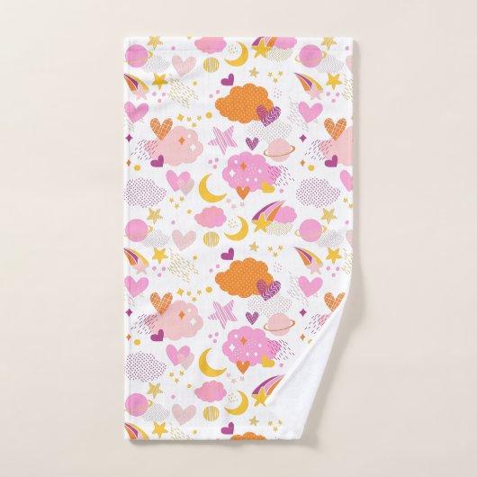 居心地の良い銀河系 – コスモス、月、星とハート ハンドタオル (ハンドタオル)