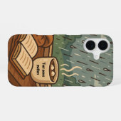 居心地の良い雨の窓「あなたの平和は重要」 iPhone 16ケース (裏面横)