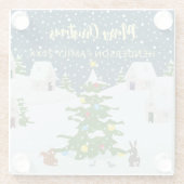 居心地の良い雪のレトロクリスマスビレッジ ガラスコースター (裏面)