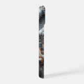 居心地の良い雪の家，ソファ，毛布，ギフト，雪だるま iPhone 15ケース (右側面)