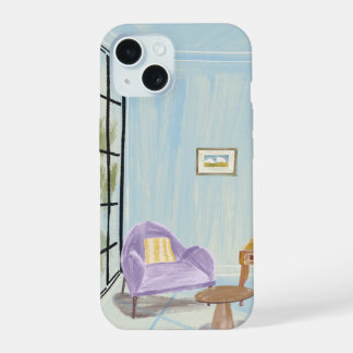 居心地の良い青い部屋の美意識 かわいいアートフォンケース iPhone 15ケース