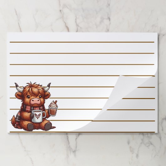 居心地の良い飲み物を楽しんで愛らしいハイランド牛 ペーパーパッド (折り畳み)