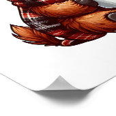 居心地の良い飲み物を楽しんで愛らしいハイランド牛 ポスター (角)