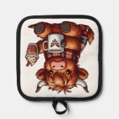 居心地の良い飲み物を楽しんで愛らしいハイランド牛 鍋敷き (正面)