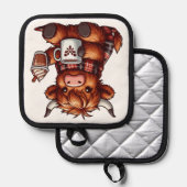 居心地の良い飲み物を楽しんで愛らしいハイランド牛 鍋敷き (正面/裏面)