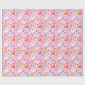 居心地の良い鮮やかなピンク雪だるまクリスマスオーナメント ラッピングペーパー (フラット)