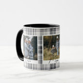 居心地の良い黒と白の格子布の家族の写真 マグカップ (正面左)