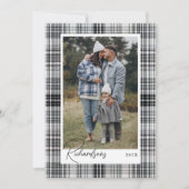 居心地の良い黒と白の格子模様のフランネル家族の写真 シーズンカード (正面)