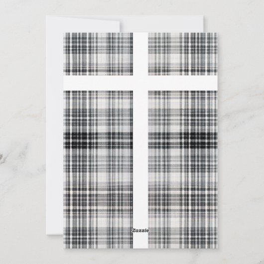 居心地の良い黒と白の格子模様のフランネル家族の写真 シーズンカード (裏面)