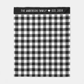 居心地の良い黒と白の水牛のプレイドファミリーモノグラム フリースブランケット (正面)