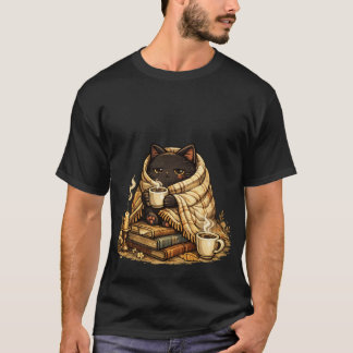 居心地の良い黒猫のコーヒー美学Tシャツ Tシャツ