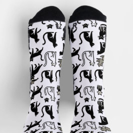 居心地の良い黒猫パターン靴下 ソックス