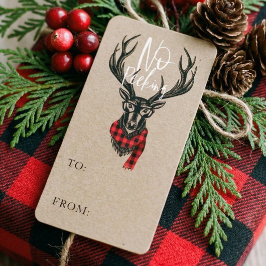 居心地の良い&暖かい赤バッファロープラディトナカイNoピーク ラベル