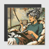 居心地の読良い女性とコーヒーと猫 (正面/裏面)