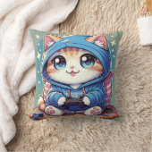 居心地よくはしゃぐの良い環境でゲーマー猫 クッション (ブランケット)