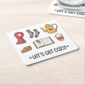 居心地よく過ごそう スクエアペーパーコースター (アングル)