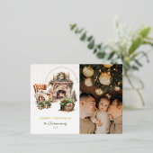 居心地エレガントの良い写真金ゴールド 箔シーズンポストカード (立ち正面)