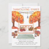 居心地モダンの良い水彩感謝祭ディナー 招待状 (正面)