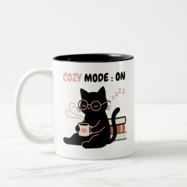 居心地モードをオンに! 黒猫のカフェインTシャツ ツートーンマグカップ