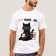 居心地モードをオンに! 黒猫のカフェ・本Tシャツ