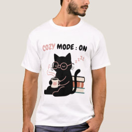 居心地モードをオンに! 黒猫のカフェ・本Tシャツ Tシャツ