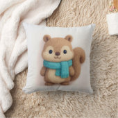 居心地感じの良いマフラーを身に着けたかわいいリス クッション (ブランケット)