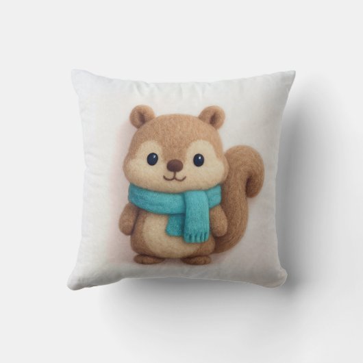 居心地感じの良いマフラーを身に着けたかわいいリス クッション (裏面)