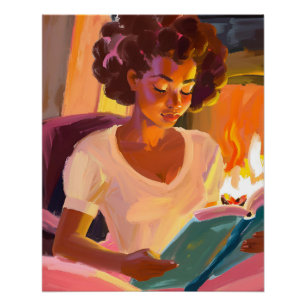 居心地読の良い日:穏やかな環境の中でAfro Girl ポスター