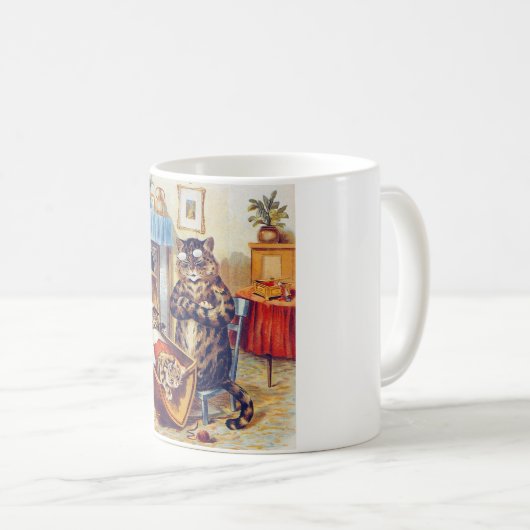 居眠り猫とベビー猫ルイ・ワイン コーヒーマグカップ (正面右)
