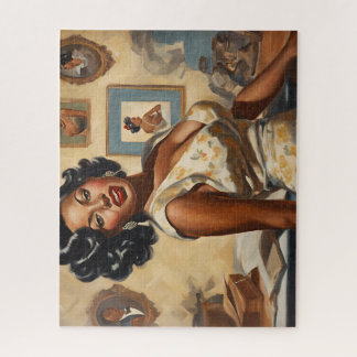 居間で ジグソーパズル