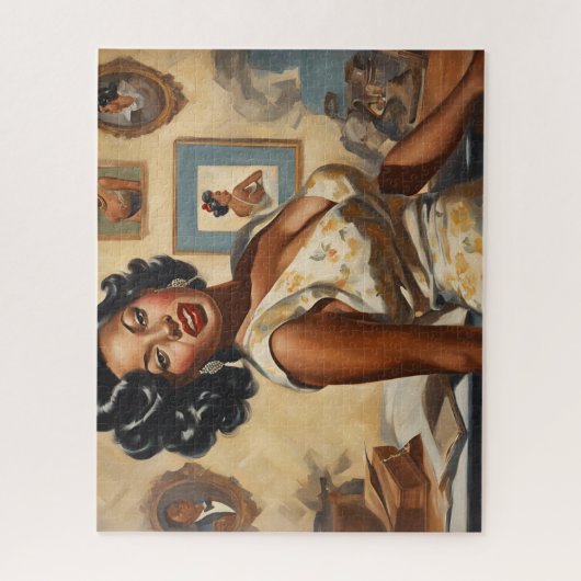 居間で ジグソーパズル (縦)