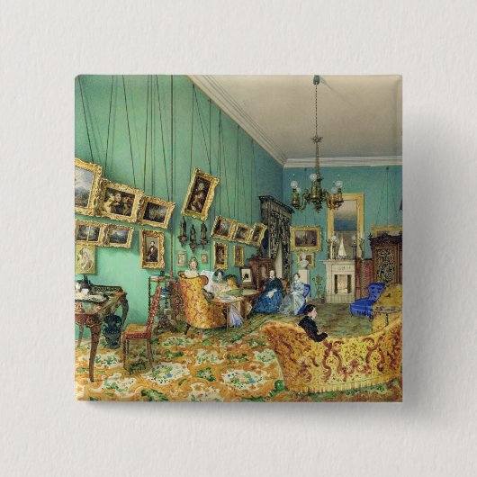 居間のインテリア、1847年 缶バッジ (正面)