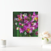 居間-紫色の蘭の写真 スクエア壁時計 (ホーム)