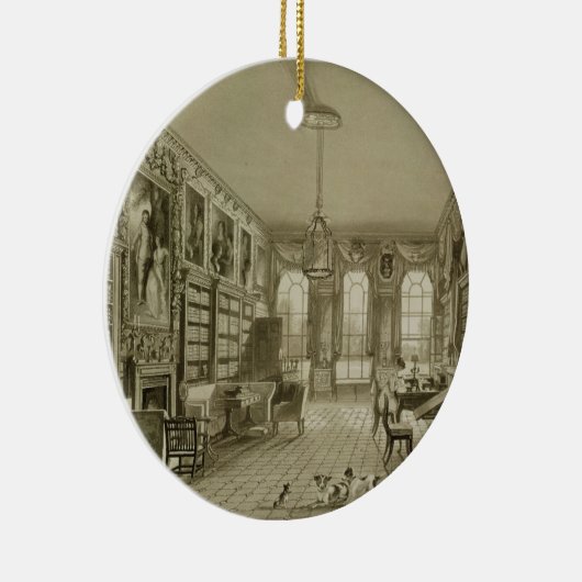 居間、Cassiobury公園、c.1815として図書館、 セラミックオーナメント (右)