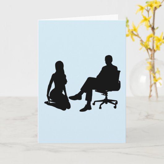 屈従的な女性がひざまずく誕生日カード カード (黄色い花)