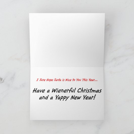 屈辱を与えられたダックスフントのクリスマスカード シーズンカード (内部)