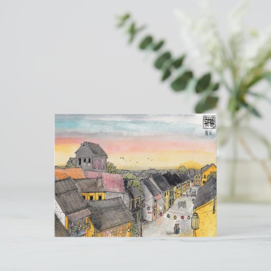 屋上から夕暮れ時の街並み ポストカード (スタンド正面)