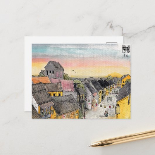 屋上から夕暮れ時の街並み ポストカード (正面/裏面インサイチュ)