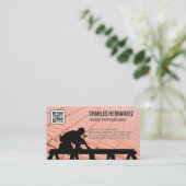 屋上で働く商人 | 屋根板 | Qrコード 名刺 (スタンド正面)