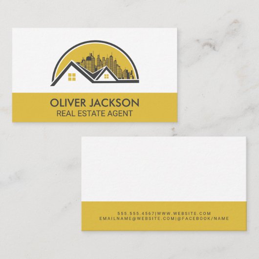 屋上と街並みアイコン 名刺 (正面/裏面)