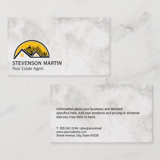 屋上と街並み |大理石 名刺 (正面/裏面)