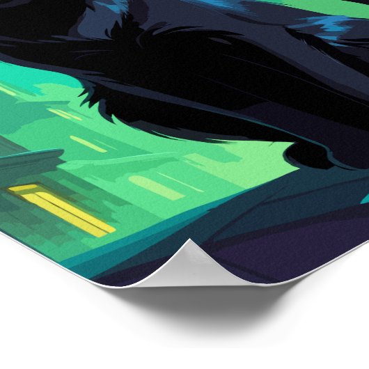 屋上に黒猫 ポスター (角)