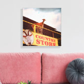 屋上のカントリーストアのヤギ キャンバスプリント (インサイチュ (リビング))
