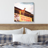 屋上のカントリーストアのヤギ キャンバスプリント (インサイチュ (寝室))
