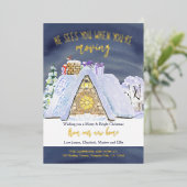 屋上のサンタの足跡クリスマスおもしろいの引越し 箔シーズンカード (立ち正面)